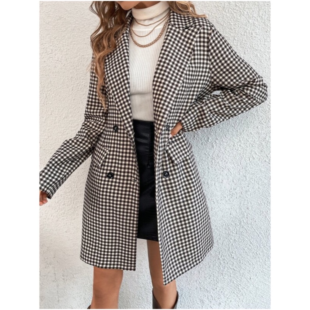 Classic Plaid Button up Blazer Jacket